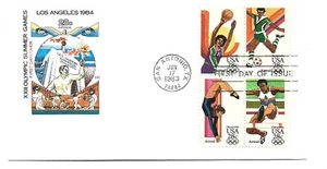 C101-04 28c Olimpiadas 84, Farnam, HF, bloque de 4 FDC - Imagen 1 de 1