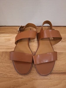 Womens Franco Sarto Ankle-Strap Sandals Size 8.5 M Brown Flats New! Faux Leather - Picture 1 of 5