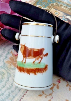 DÎNETTE ANCIENNE, ANCIEN POT à LAIT en PORCELAINE PEINTE vers 1900 - Photo 1/4