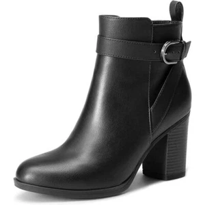 Women's Chunky High Heel Ankle Boots Round Toe Fall Short Booties Shoes SIZE 8 - Picture 1 of 6