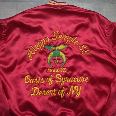 Vintage Aleppo Temple  Satin Jacket Lined Embroidered Logo XXL - Image 1 of 4