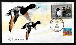 RW56 $12.50 Stamp (1989) THE LESSER SCAUP DUCK FDC HD/HP FROM VAUGHN HORD - Picture 1 of 1