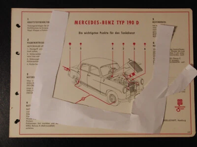 Shell Schmierplan Mercedes Benz Typ 190 D Serviceplan Schmieranweisung 1959 - Bild 1 von 4