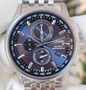Men's Citizen  AT8110-53E Eco-Drive World Chronograph  Atomic Watch - Picture 1 of 7