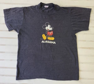 Vintage 1970s Collegiate Pacific Kids Mickey Mouse Alabama Black T-Shirt Large - Picture 1 of 7