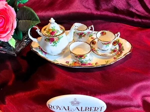 Royal Albert - Old Country Roses miniature teaset For 1 And Regal Tray Eng B14 - Picture 1 of 10