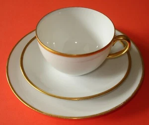 One Porcelain High Tea Set, Cup, Saucer & Pastry Plate White Gold Trim Bavaria - Picture 1 of 5