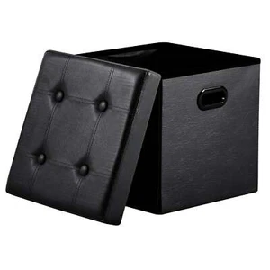 Sitzhocker Sitzwürfel Aufbewahrungsbox faltbar38cm,Aus MDF-Platte.Schwarz-leicht - Bild 1 von 4
