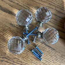 Lot Of 4 ,Round Crystal Faceted Drawer Pull Knobs 1.5”