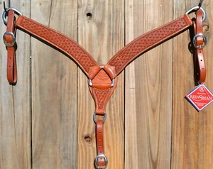 Reinsman 2 "Heavy Duty Hand Tooled Snowflake Pattern Breast Collar - Caoba - Imagen 1 de 6