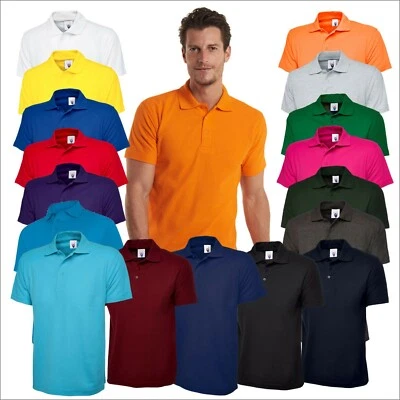 Unisex Classic Mens Short Sleeve Polo Shirt Work Wear Casual Polo Shirt Tee TOP - Image 1 of 4