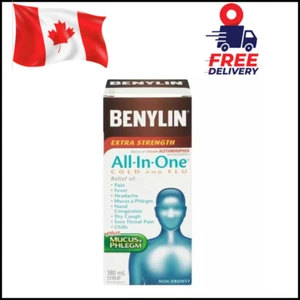 Benylin All in one Cold And Flu Extra Strength Plus Mucus & Phlegm| 180 ML - Picture 1 of 4