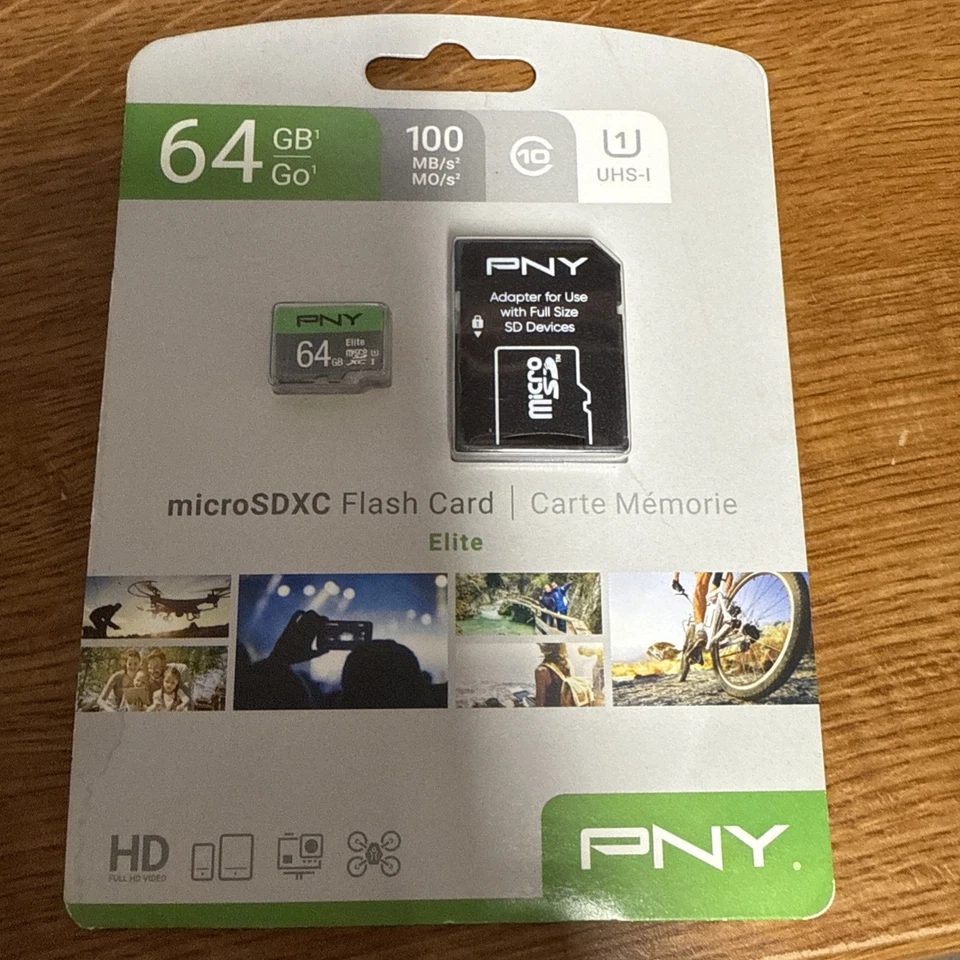 PNY 64 GB 100 MB/s UHS-I Elite microSDXC Flash Card Full HD Video - Image 1 of 1