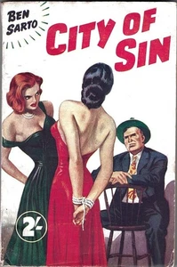 City of Sin Ben Sarto Modern Fiction British gangster 1950s vintage paperback - Bild 1 von 2