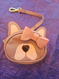 Betsy Johnson Welpe Hund Geldbörse Grau Französische Bulldogge? Mit Schleife - Bild 1 von 2