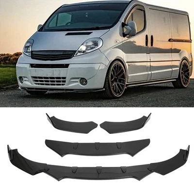 Kit de carrocería de alerón divisor labial parachoques delantero negro brillante para Opel Vauxhall Vivaro - Imagen 1 de 4