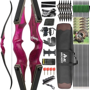 60'' Archery Hunting Bow Takedown Recurve Bow 20-60lbs Wooden RH LH Black Hunter - Picture 1 of 31