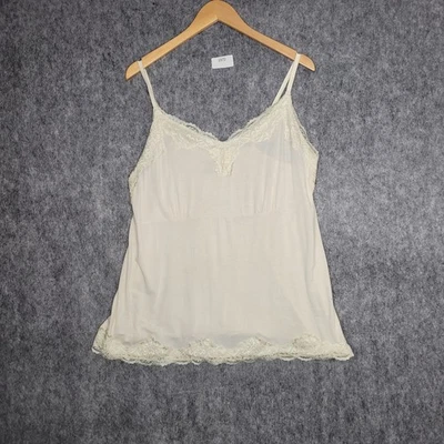 Camiseta sin mangas Lane Bryant marfil con ribete de encaje cami para mujer talla grande 18 20 rayón spandex Foto 1 de 4