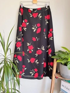 VINTAGE En Avance 12 A-line Midi Skirt dark floral romantic goth whimsygoth 90s - Picture 1 of 7