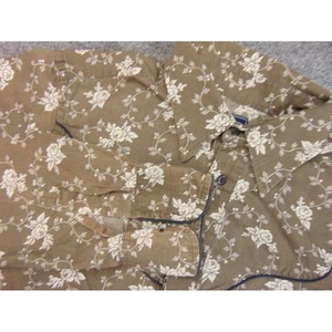 Earl Jean Shirt Mens Med Brown Floral Long Sleeve Western Pearl Snap Cowboy - Picture 1 of 8