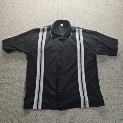 Left Coast Shirt Mens Extra Large Black Button Up Stripe Camp Casual Hawaiian - Image 1 of 4