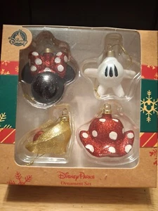 Disney Parks Minnie Mouse Body Parts Glitter Christmas Ornament Set Original Box - Picture 1 of 5