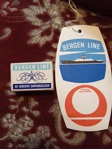 Bergen Line Luggage Cabin Tag Blank & Matchbox Vintage Retro Shipping - Picture 1 of 2