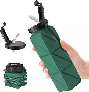 Infitran Collapsible Water Bottles, BPA-Free Leak-Proof Silicone Foldable Wat... - Picture 1 of 11