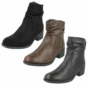 Ladies F50860 Black/Brown Ankle Boots by Spot On - SALE WAS £15.00 NOW £9.99 - Picture 1 of 17
