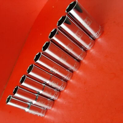 NUEVO CRAFTSMAN Fácil de Leer 9 Piezas 1/2 Unidad DEEP METRIC 6 Puntos Juego de Enchufes 12-21mm Foto 1 de 4