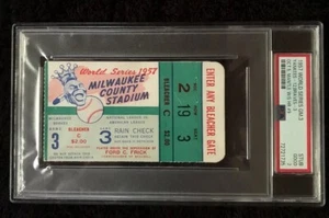 1957 WORLD SERIES PSA 2 GD Game 3 TICKET MANTLE HR AARON 1ST CAREER WS HR! - Picture 1 of 2