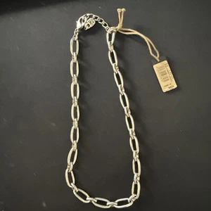NEW Uno de 50 SER BRAVE Chain Link Sterling Silver Plated Necklace - Picture 1 of 3