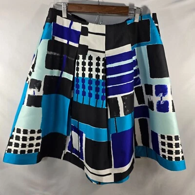 NUEVO CON ETIQUETAS Falda Plisada Lane Bryant Talla 16 Bolsillos Azul Negro Blanco Geométrica (MM-16) Foto 1 de 4