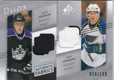 2008-09 SPGU Authentic Fabrics Duos Jersey #AF2-JJ - JACK & ERIK JOHNSON /100