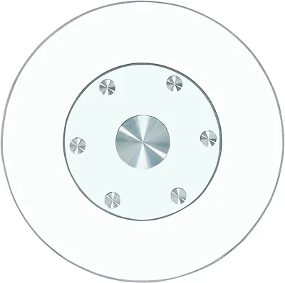 24" Glass Lazy Susan for Dining Table with 6 Rotating Wheels Table Top Centerpie - Image 1 of 4