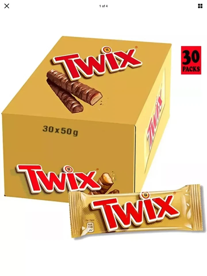 Twix Chocolate Biscuit Twin Bars - Pack of 30 x 50G - Image 1 of 2