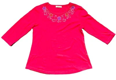 Indigo Soul - Maglietta elegante con strass Rossa Con Maniche 3/4 - M — 第 1/4 张图片
