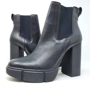 Steve Madden Revised Plateau Stiefel 9,5 M Chunky Heeled Ankle Schwarz Kunstleder - Bild 1 von 7