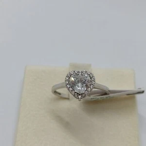 ANELLO DA DONNA CUORE CON ZIRCONI IN ORO BIANCO 18KT 1,9 GR. (7774) N14 - Foto 1 di 12