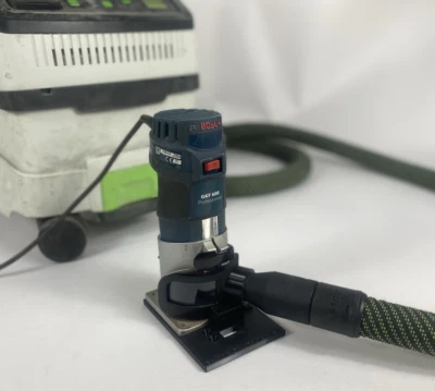 Festool Cleantec auf Bosch GKF 600 Oberfräse + Trend und Messing Führungsbuchse Adapterfuß - Bild 1 von 4
