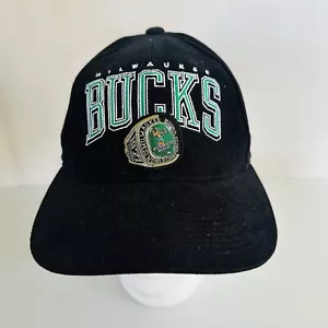 Milwaukee Bucks Mitchell & Ness Hardwood Classics Snapback Hat Adjustable Black - Foto 1 di 10