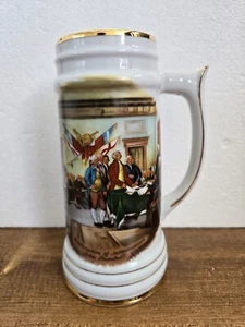 Vintage Viletta Birra Stein Fine ChinaCeramica Dichiarazione di Indipendenza Firma USA - Foto 1 di 8