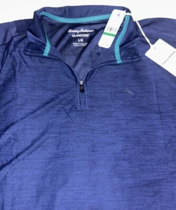 Tommy Bahama Men’s Island Zone Palm Coast 1/4 Half Zip Ocean Deep Navy Large NWT - Picture 1 of 3