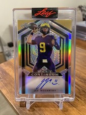 J.J. MCCARTHY AUTOGRAPHED 2023 Leaf Metal Gold Rookie Continuum #/221 🔥📈