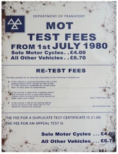 Letrero retro de metal 1980 Mot Test aspecto retro baño cocina garaje A4 - Imagen 1 de 1