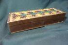 Vintage Wood Trinket Decorated Box Top has Design with Plastic