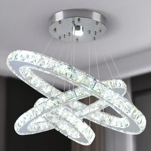 Modern Crystal Chandelier LED Ceiling Light Pendant Lamp DIY Height Adjustable - Picture 1 of 17