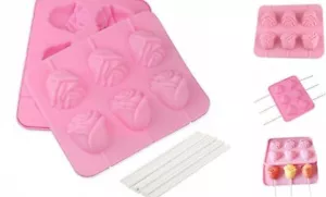 3D Flower Lollipop Mold and 20Pcs Sticks - MoldFun Rose Silicone Lolly Pop - Picture 1 of 8