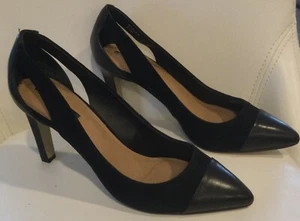 Tahari Stella Midnight Black 3.5" Heel Suede/Leather High Heel ShoesSZ 8.5M NIB - Picture 1 of 7