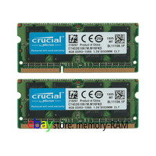 Crucial 8GB KIT 2X4GB PC3-8500S DDR3-1066Mhz 204Pin SO-DIMM Laptop Memory Ram
